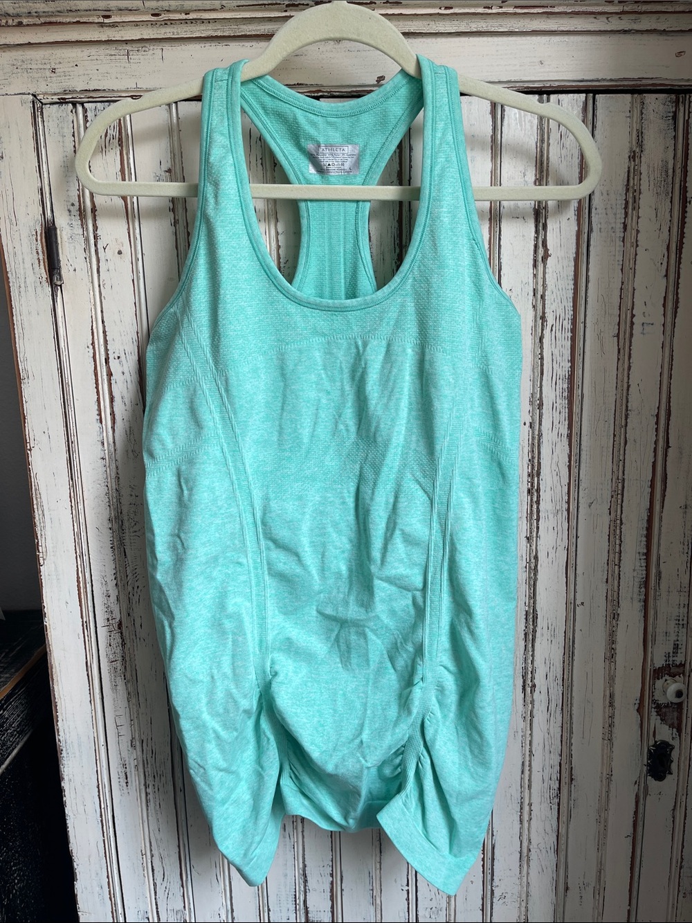 Athleta Sea-foam Green Lightweight Ruched Racerback Tank Top